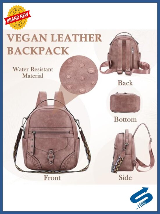 Vegan Leather Mini Backpack Purse with Detachable Guitar Strap, Lightweight main image 5